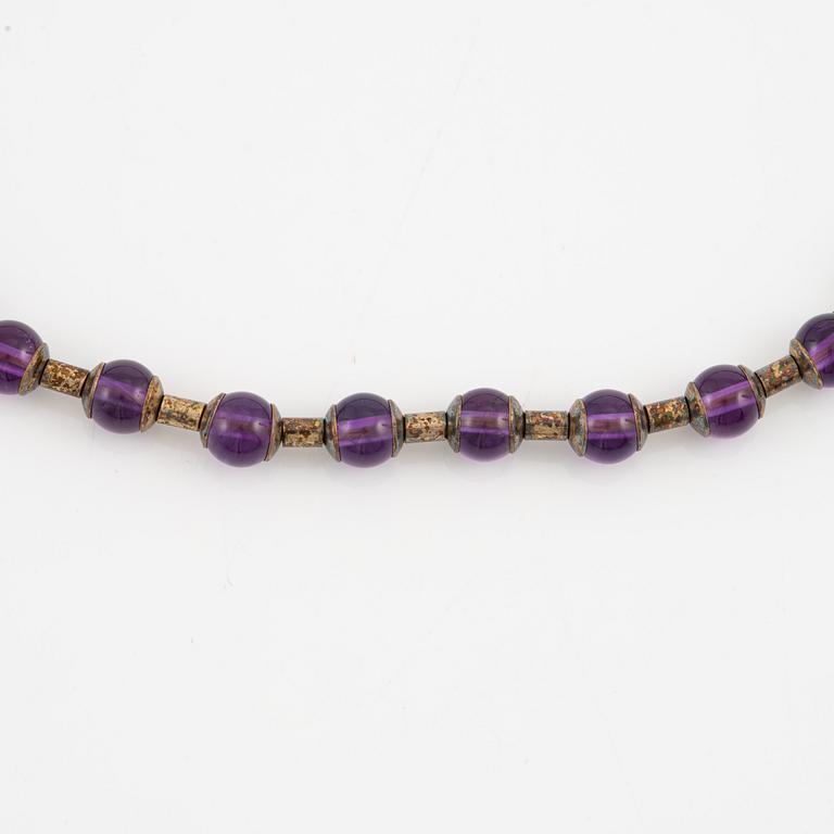 Collier och örhängen, set, Metropolitan Museum Art, förgyllt silver med ametister.