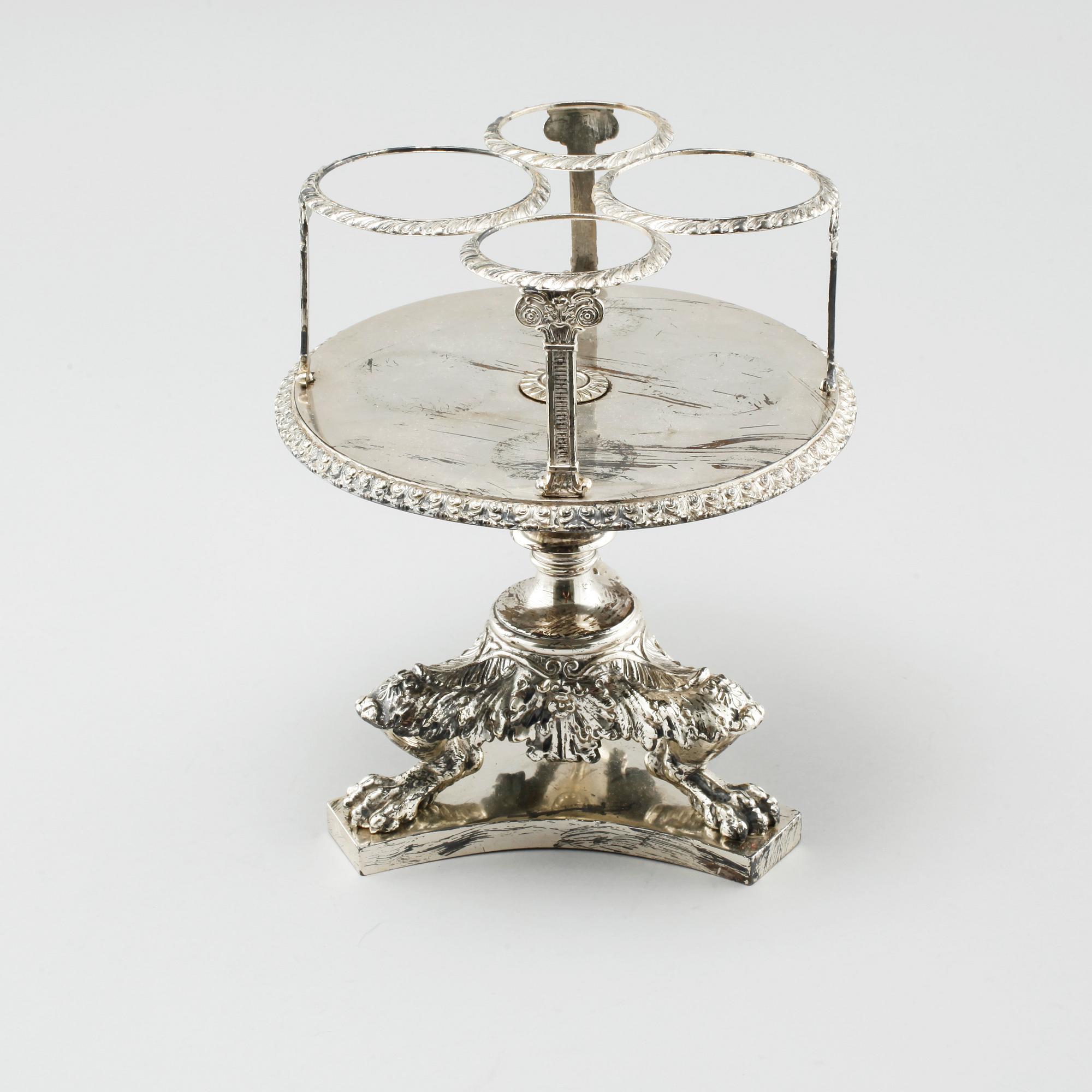 A silver bottle stand, by Gustaf Möllenborg (active 1823-1850), 1837. Weight 1236 g.
