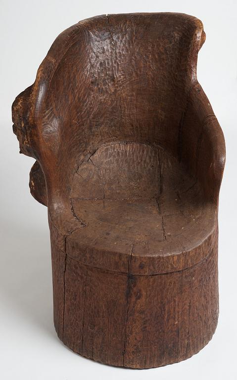 A Swedish folk art pine chair, early 20th Century.