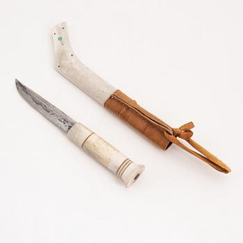 A reindeer horn knife by Anders Fankki, before 1965, signed.