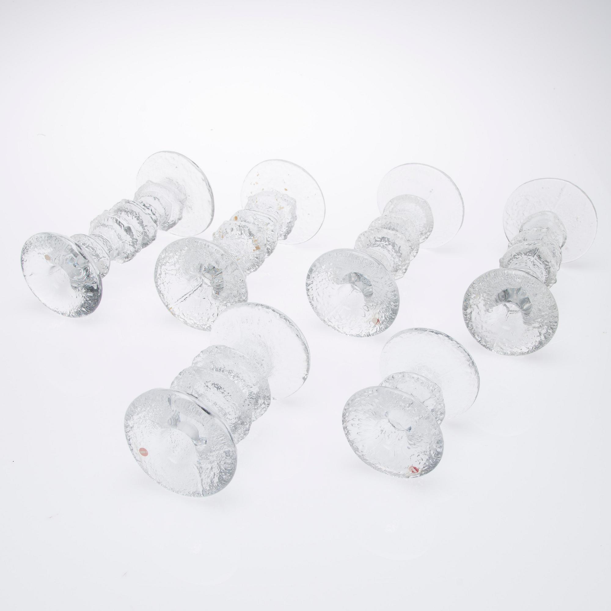LJUSSTAKAR, 6 st, glas, "Festivo", Timo Sarpaneva, Iittala.