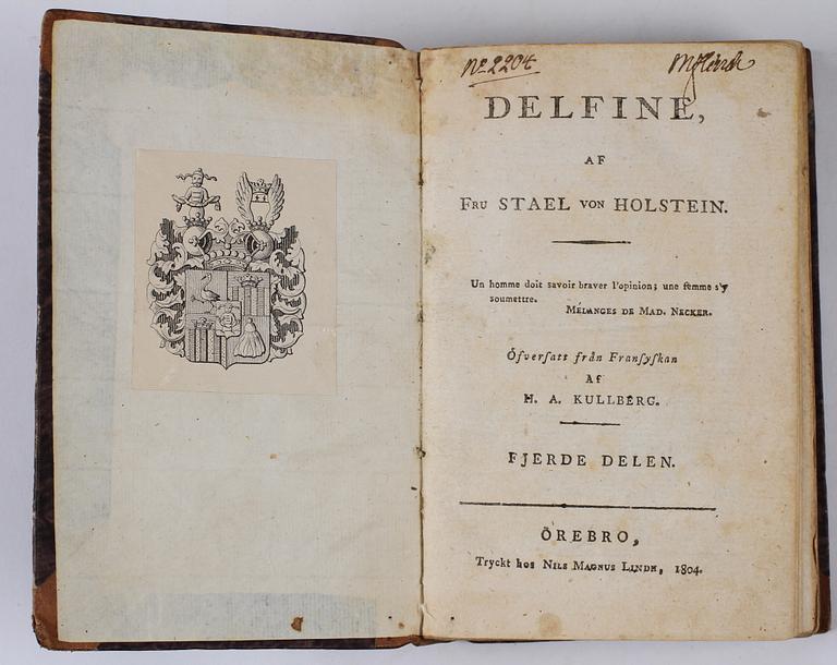 PARTI BÖCKER, 11 st, bla "Byrons works" 8 vol, tidigt 1800-tal.