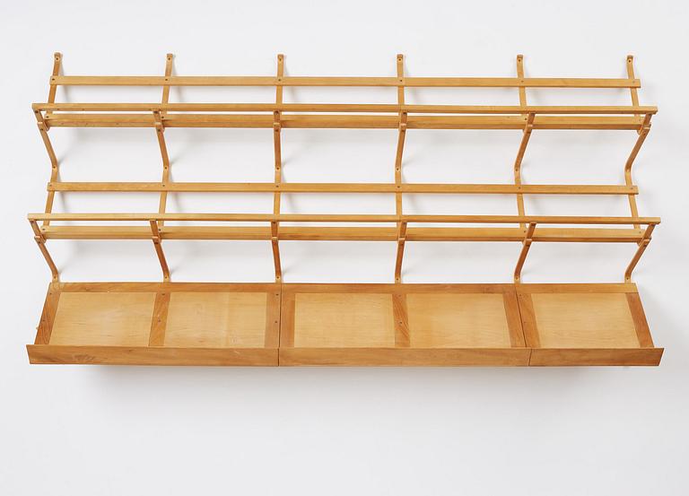 Bruno Mathsson, a birch and ash shelf, Firma Karl Mathsson, Värnamo, 1950s.