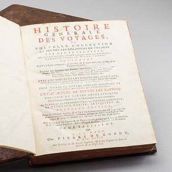 ANTOINE FRANCOIS PREVOST, "HISTORIE GENERALE DES VOYAGES... " 3 vol, utgivare Pierre d' Hondt 1747.