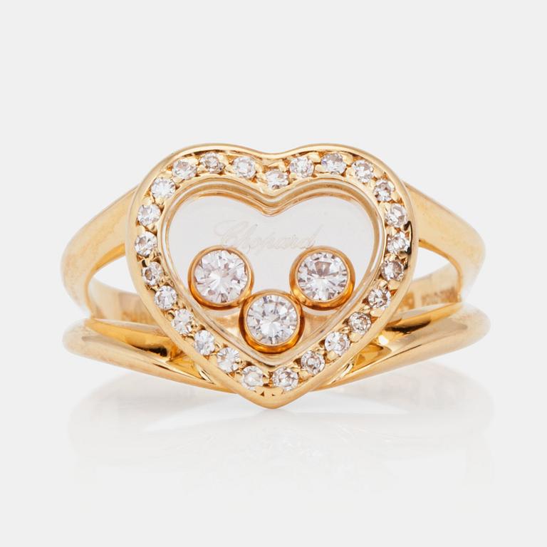 RING, Chopard, "Happy Diamonds" med briljant- samt åttkantsslipade diamanter totalt ca 0.27ct.