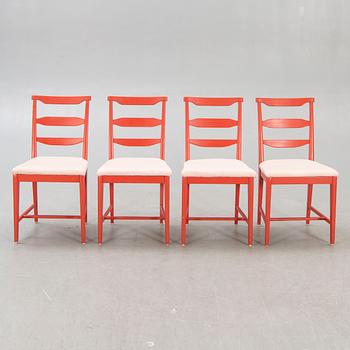 A set of four Carl Malmsten vapensmeden chairs later part of the 20th century.