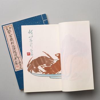 Book, two volumes with 80 woodcuts in colours, 'Beijing Rongbaozhaixinji Shijianpu', Beijing 1955.