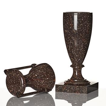 A Swedish Empire porphyry urn, first part of the 19th century.