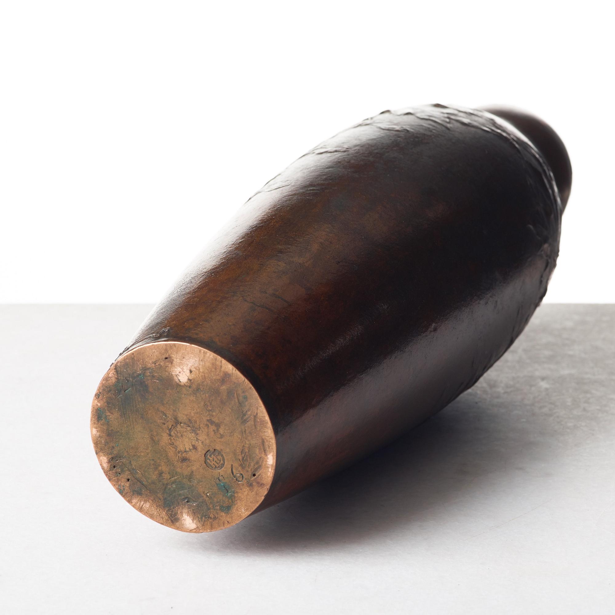 Hugo Elmqvist, an Art Nouveau patinated bronze vase, Stockholm, early 1900's.