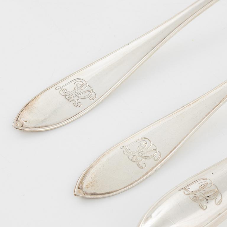 A 36-piece silver flat wear set, 'Svensk Spets', GAB & C.G.Hallberg, Stockholm, Sweden,