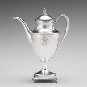 140. Petter Eneroth, kaffekanna, silver, Stockholm 1798, gustaviansk.