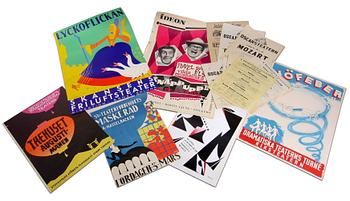 AFFISCHER, 14 st, tryck, mest teaterpjäser och Stockholm 1910-60-tal.