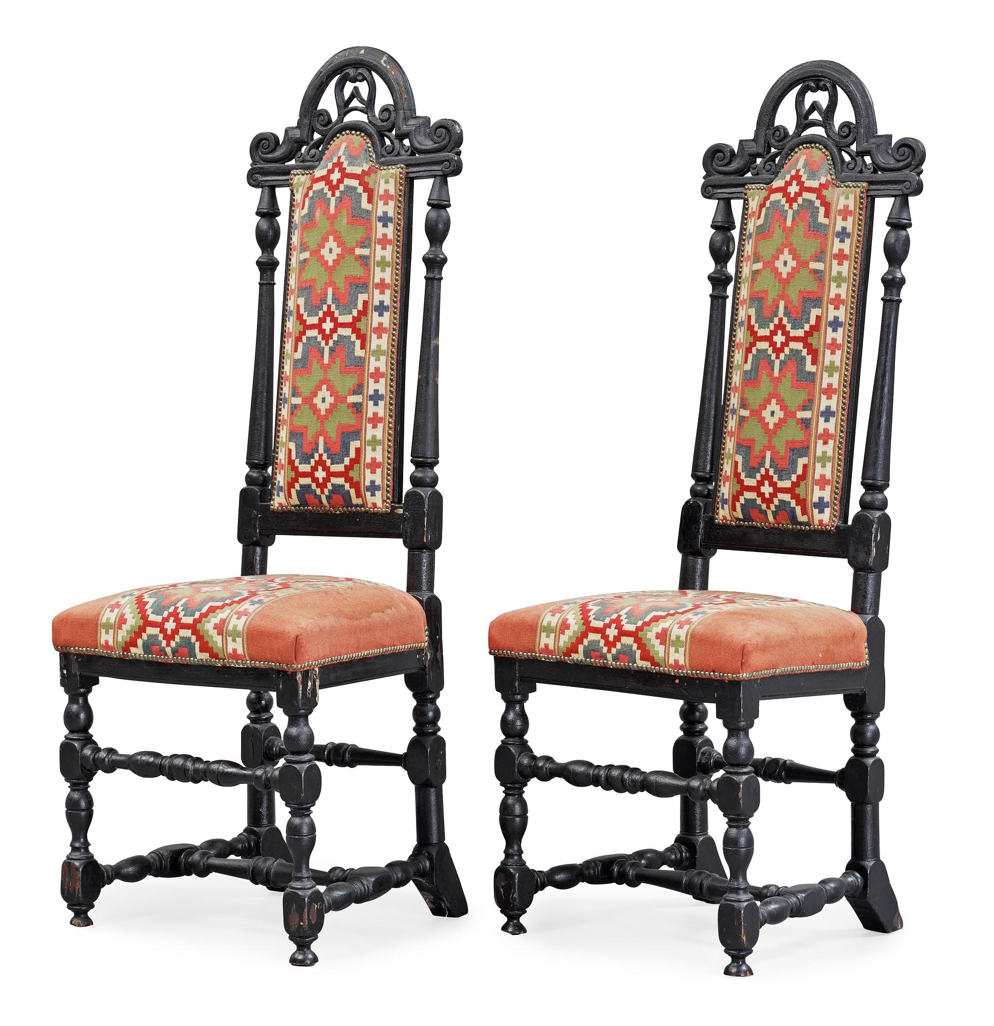 STOLAR, ett par, omkring år 1700. Barock.