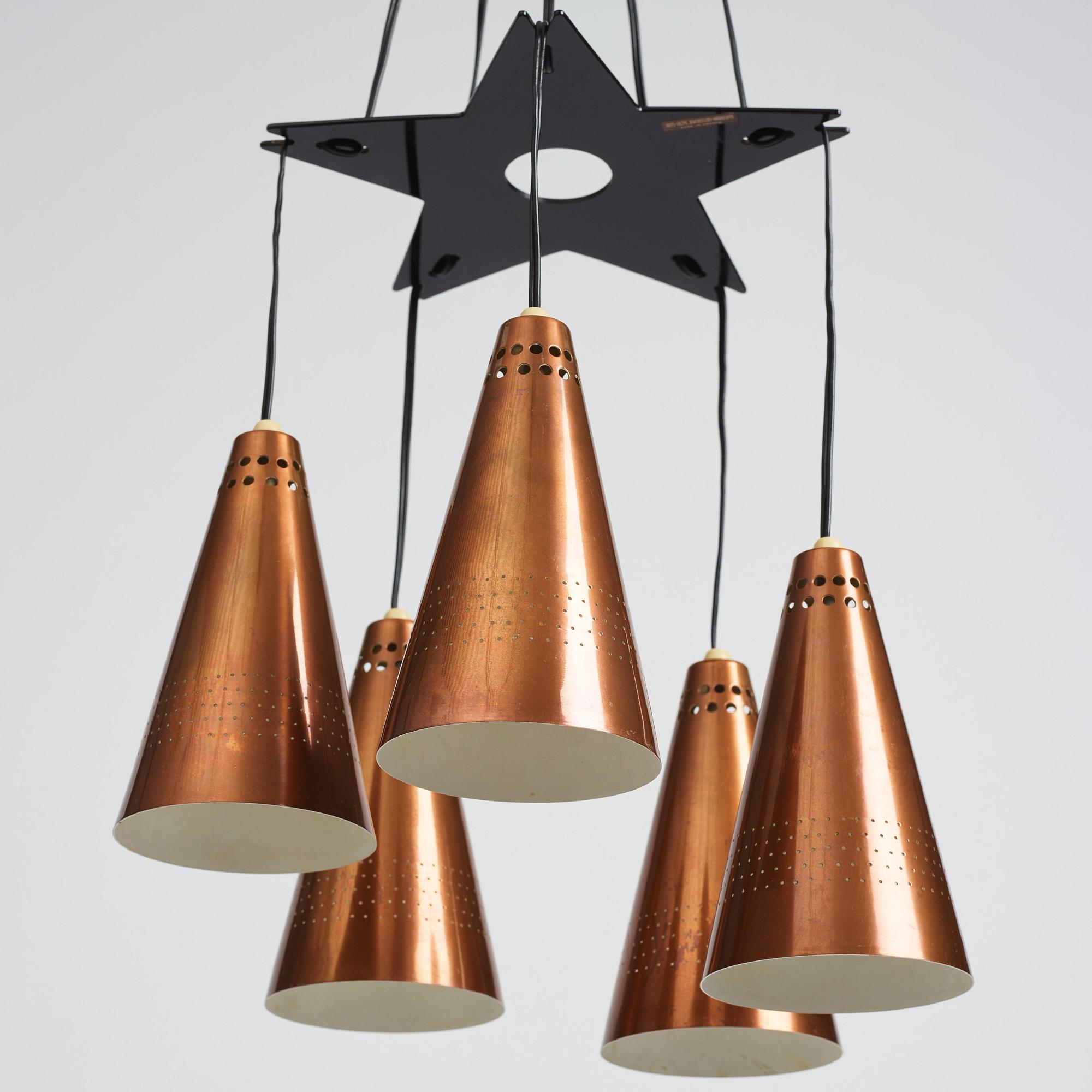 taklampa, modell "S 1970-5", Hans-Agne Jakobsson AB, Markaryd, 1950-60-tal.