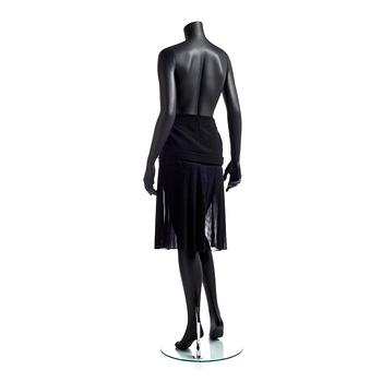BALENCIAGA, a black wool blend and silk skirt.