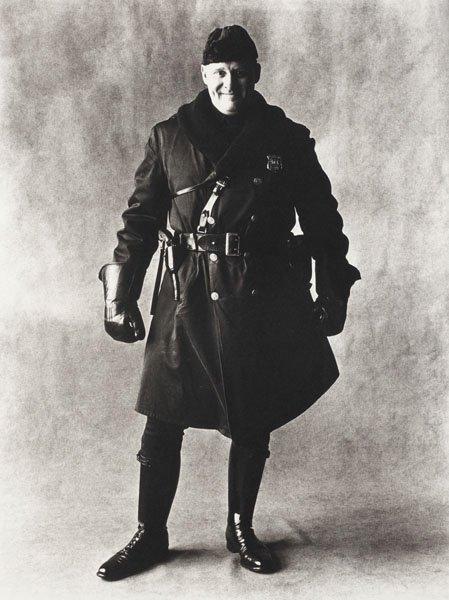 Irving Penn, "Motorcycle policeman, New York, 1951".