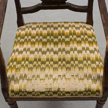 An armchair, probably Italian, 19th c, belonged to Queen Victoria, Solliden, the embroidery by King Gustav V.