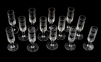 CHAMPAGNESTRUTAR, 13 st, glas, omkring år 1900.