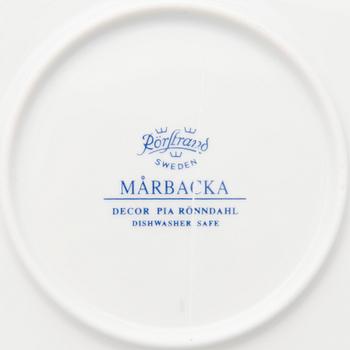 A 'Mårbacka' set of dinnerware and teacups, circa 32 pieces, Rörstrand Sweden, latter half of the 20th Century.