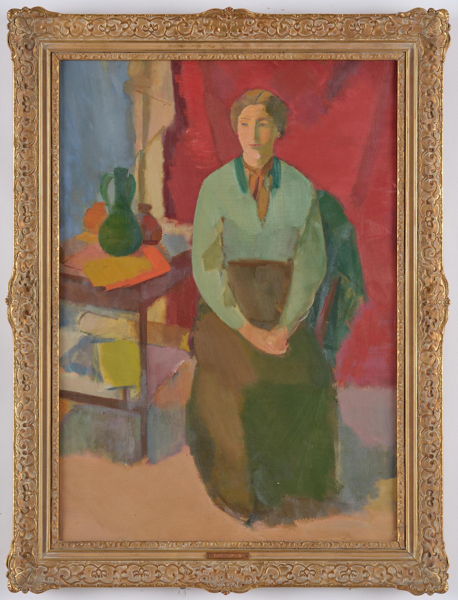 Karl Isakson, Seated woman in a green blouse.