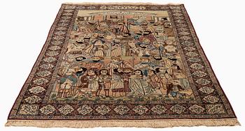 Matta, antik Kirman Laver 'Mashahir' (Världens härskare), ca 240 x 147 cm.
