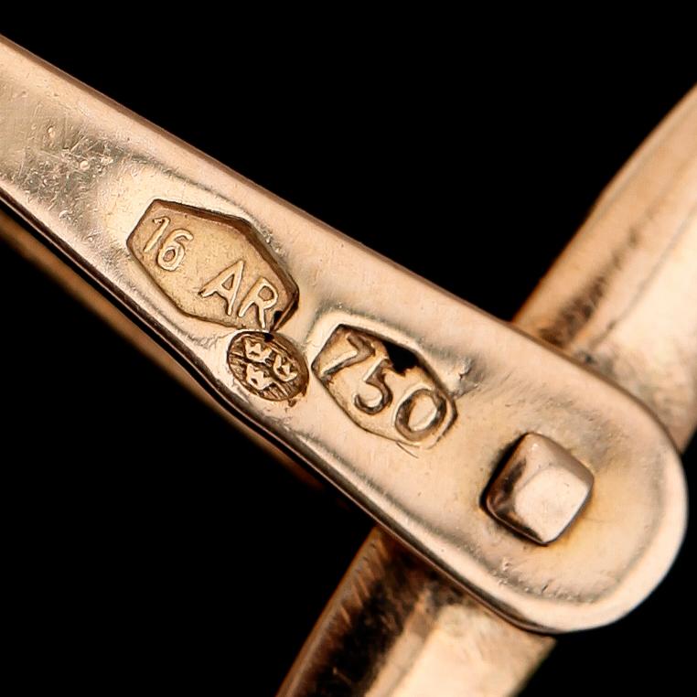 MANSCHETTKNAPPAR, 1 par,m 18 k guld, med rosa stenar. Total vikt ca 12 gram.