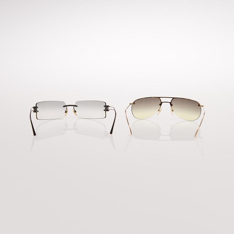 TWO PAIRS OF SUNGLASSES BY Chanel and Gucci.