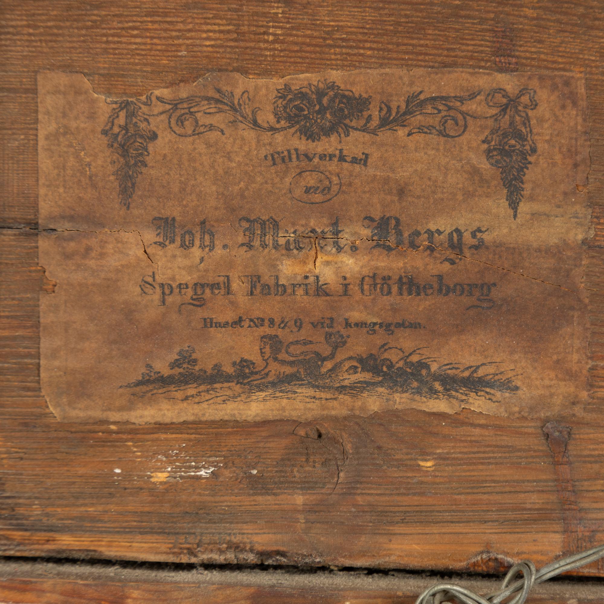 Mirror, Johan Martin Berg (mirror manufacturer in Gothenburg 1803- ca 1837), Empire.