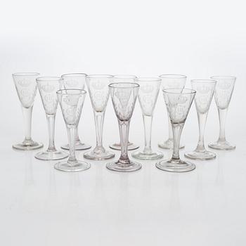 Spetsglas, 12 st, 1700-talets slut och 1800-tal, Sverige.