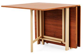 A Bruno Mathsson 'Maria' teak and birch gate-leg table by Firma Karl Mathsson, Värnamo 1965.