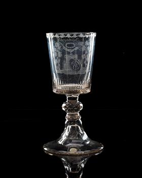 An engraved wine goblet, England, early 19th Century.