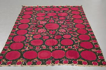 Broderi, antik Uzbekistan suzani, sannolikt Tashkent, ca 231,5-237,5 x 160-161 cm.