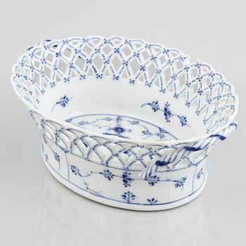 A 'Blue Fluted Full Lace' porcelain fruit basket, Royal Copenhagen, model 1055, 1893-1900.