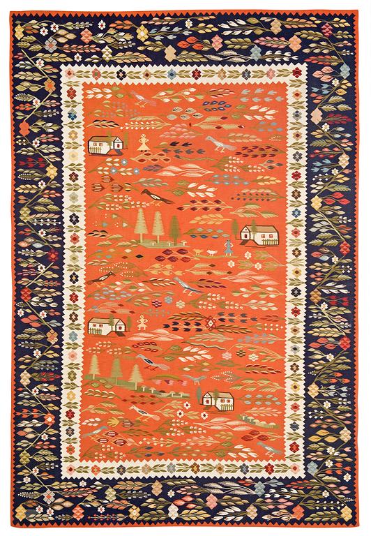 SEMIANTIK/OLD RUMÄNSK KELIM. 293,5 x 197 cm.