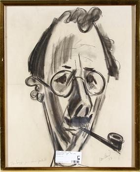 John Jon-And · JOHN JON-AND, Kolteckning. Sign, dat och dedikation.