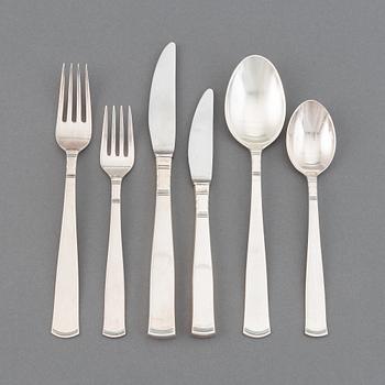 A 'Rosenholm' silver cutlery service, Jacob Ängman, GAB. (84 pieces).