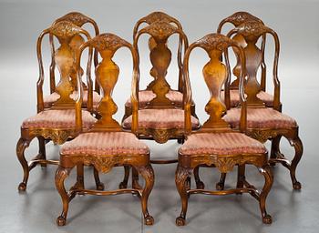 MATSALSMÖBEL, 9 delar, senbarockstil, 1900-tal.