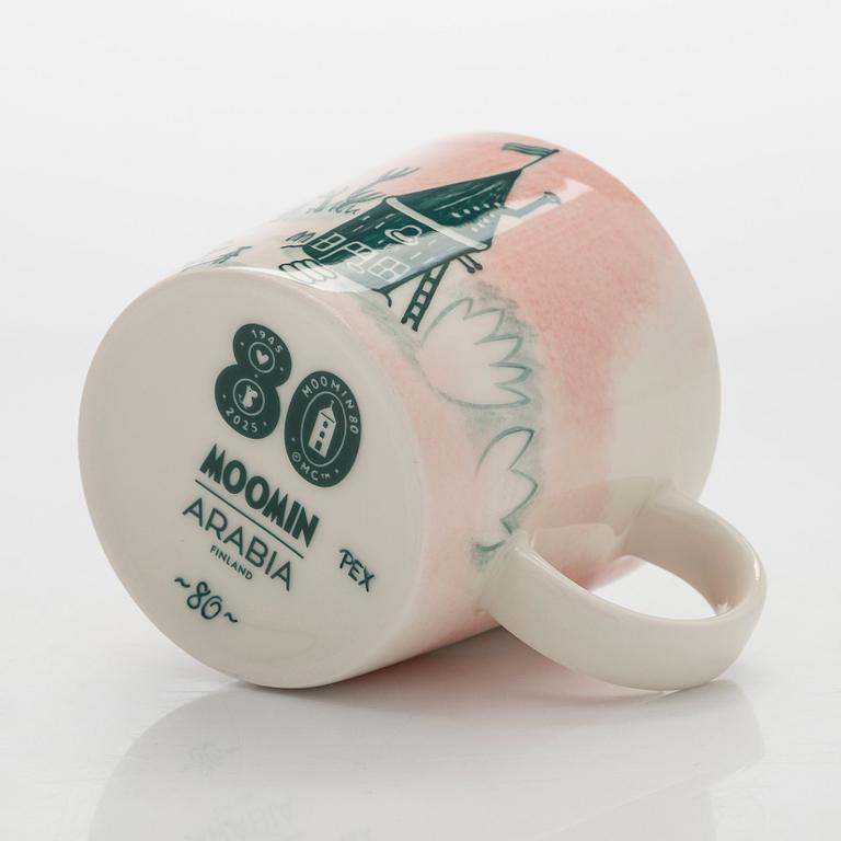 A porcelain Moomin 80 anniversary mug, 'Home', Moomin Characters, Arabia 2025, numbered 80.