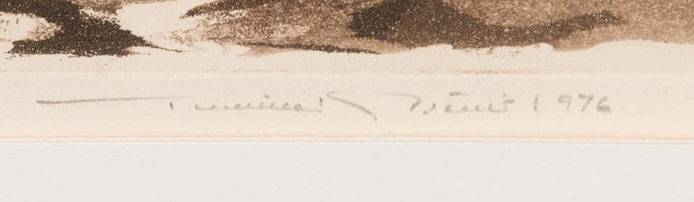 Tuulikki Pietilä, akvatint, signed and dated 1946, numbered tpl'a 35/40.
