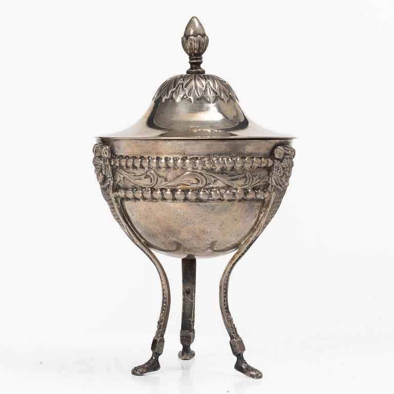 Lidded sugar bowl, silver, Italy, possibly Turin, early 19th century.