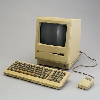 a Macintosh Plus 1Mb Apple computer from the late 1980s.