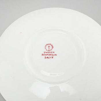 STIG LINDBERG, kaffekoppar med fat, 12 st, benporslin, "Salix", Gustavsberg.