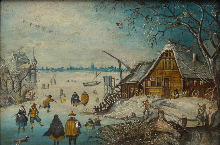Pieter Brueghel dy, in the manner of, Winter scene with skaters.