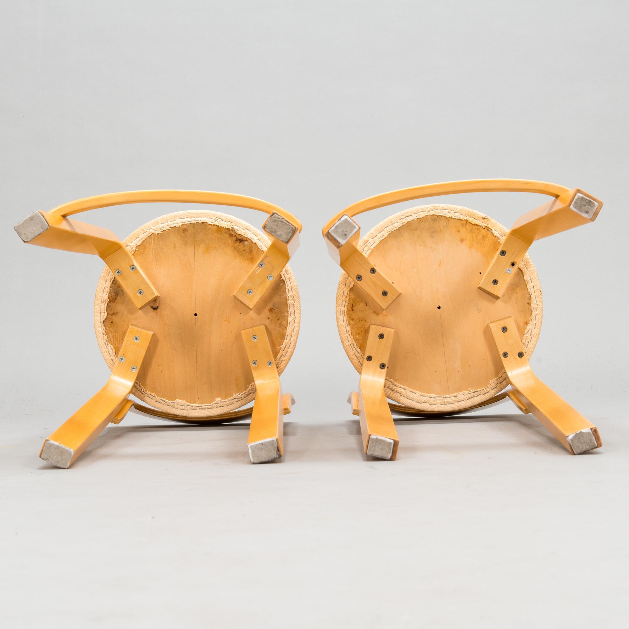 Alvar Aalto, Alvar Aalto, A pair of K65 bar stools, Artek, Finland, late 20th century.
