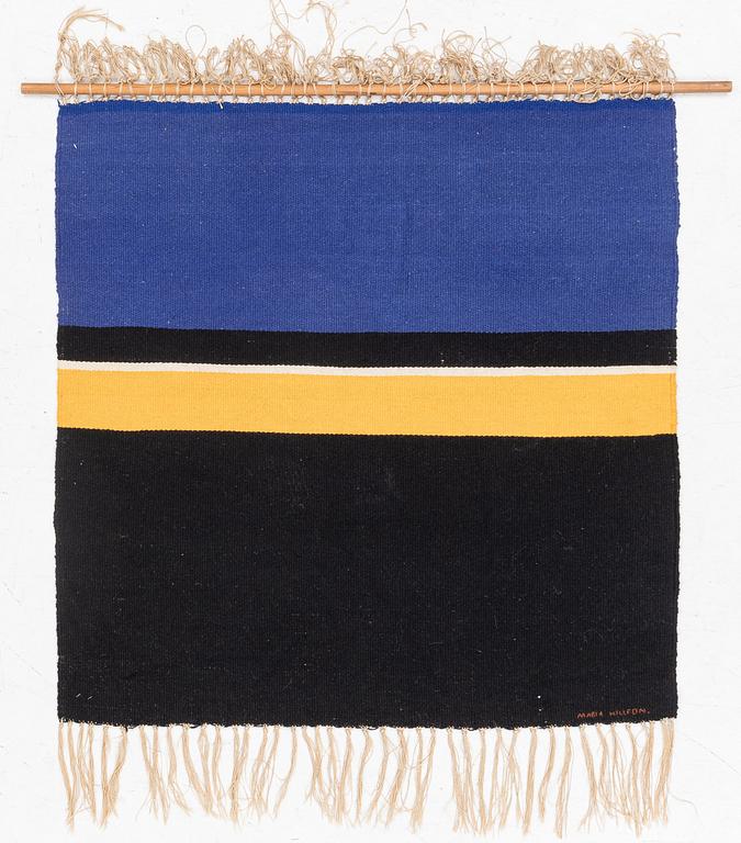 Maria Hillfon, a tapestry, signed Maria Hillfon, approx. 114 x 114 cm.