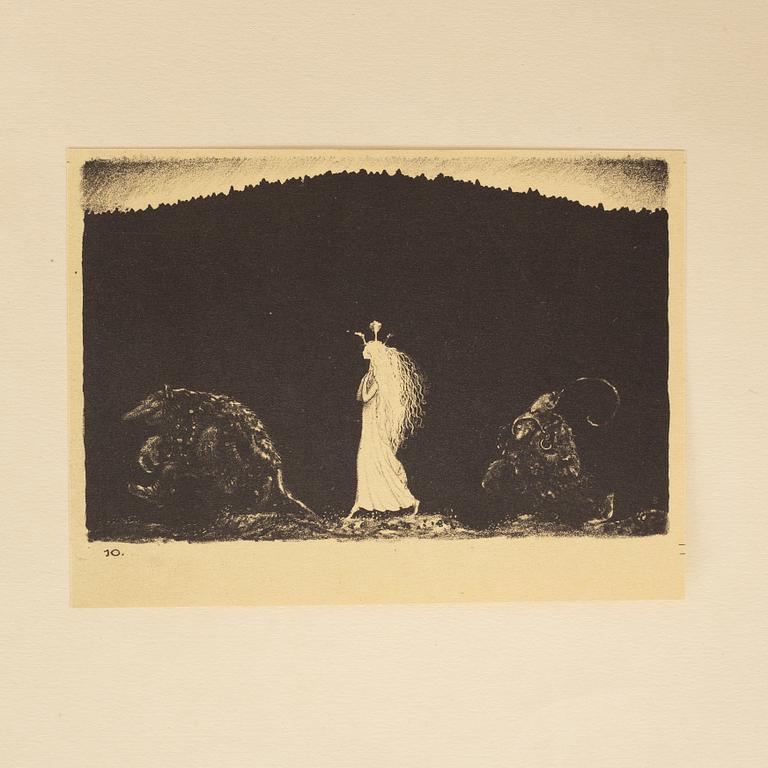 JOHN BAUER, "Troll", svit om tio litografier, osignerade, Ernst Bauers Förlag Göteborg, A. Börtzells, 1915.