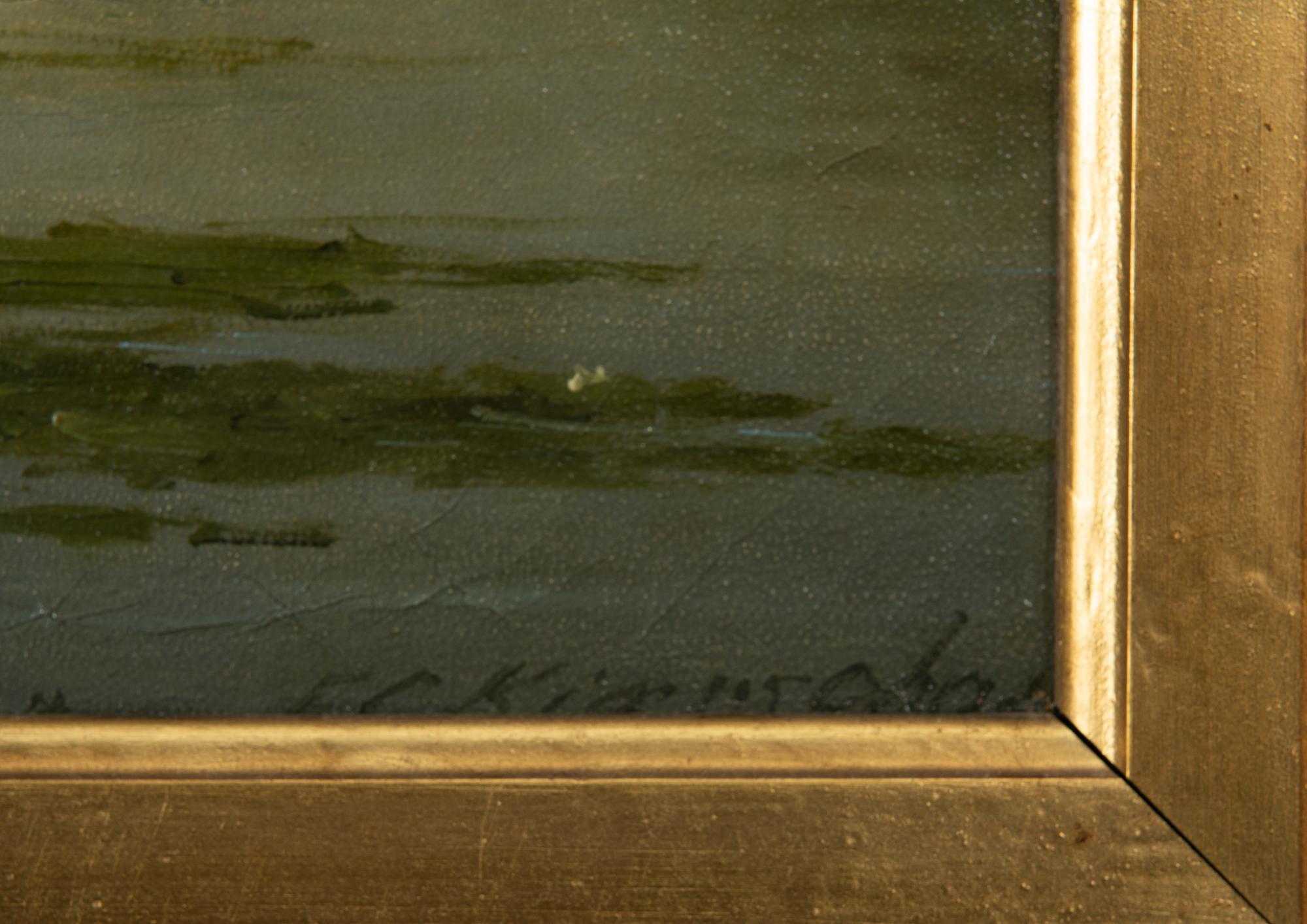 Fredrik Christian Kiaerskou, Landscape with rowing boat on the water.