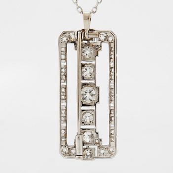 A brooch/pendant set with old-cut diamonds.