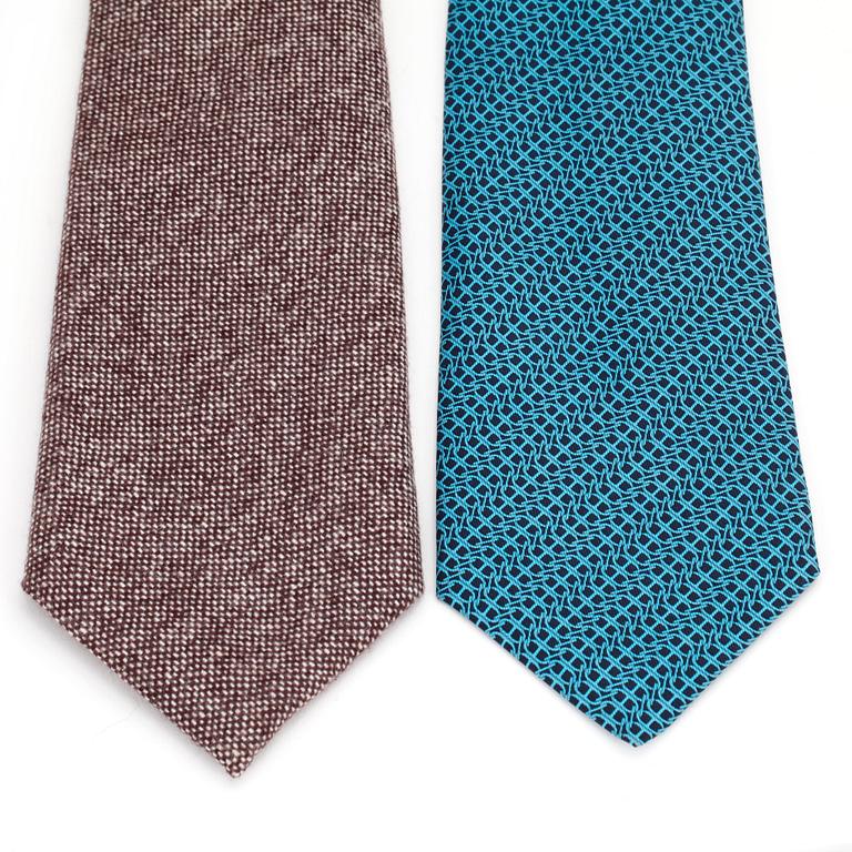 HERMÈS and BORRELLI, two silk and cashmere ties.