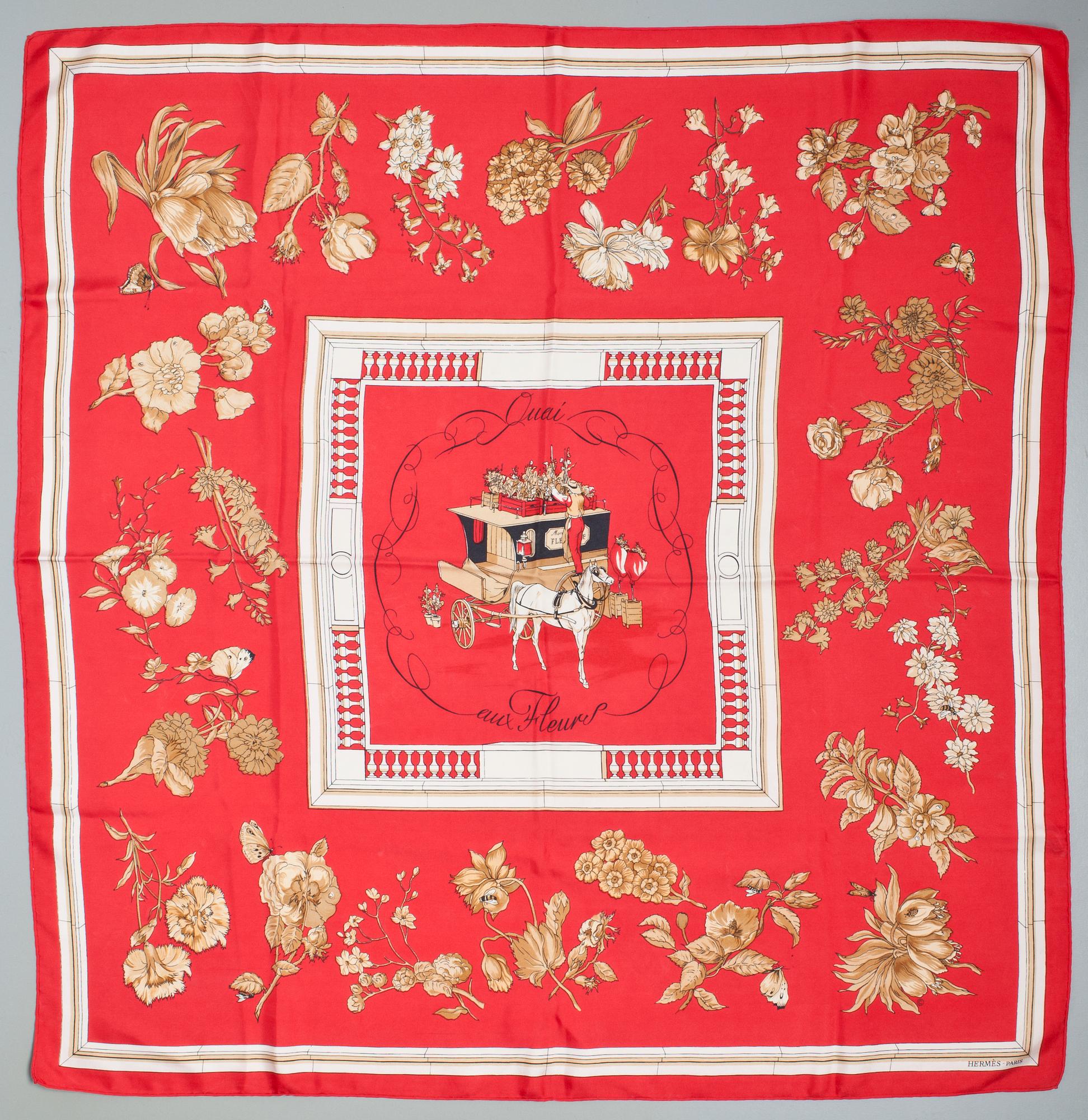 A Hermès silk scarf "Quai aux Fleures".